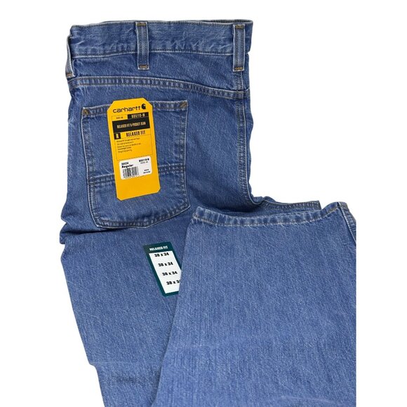 NWT Carhartt Men Relaxed Fit 5 Pocket Jean 38x34 Heavyweight Denim Straight Leg - Picture 6 of 6